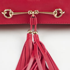 Gucci Leather Tassle Clutch Red