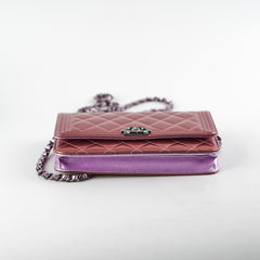 Chanel Boy Patent Wallet On Chain WOC Rose/Lilac