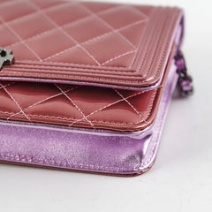 Chanel Boy Patent Wallet On Chain WOC Rose/Lilac