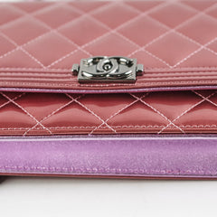 Chanel Boy Patent Wallet On Chain WOC Rose/Lilac