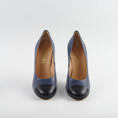 Chanel Cap Toe Leather Pumps Navy Size 40C