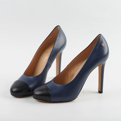 Chanel Cap Toe Leather Pumps Navy Size 40C