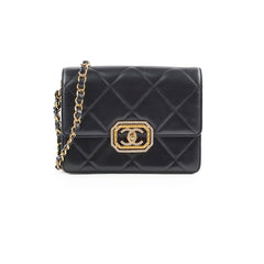 Chanel Calfskin Strass Quilted Mini Flap Bag Black Microchip