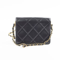 Chanel Calfskin Strass Quilted Mini Flap Bag Black Microchip