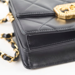 Chanel Calfskin Strass Quilted Mini Flap Bag Black Microchip