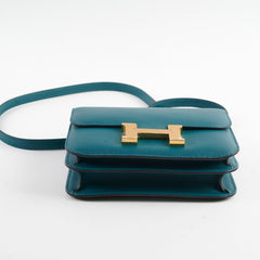 Hermes Mini Constance Vert Bosphore GHW D Stamp