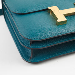 Hermes Mini Constance Vert Bosphore GHW D Stamp