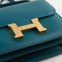 Hermes Mini Constance Vert Bosphore GHW D Stamp