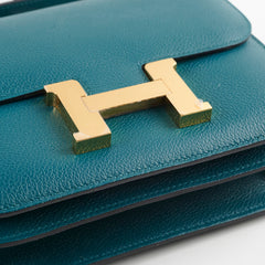 Hermes Mini Constance Vert Bosphore GHW D Stamp