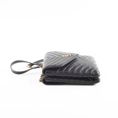 Saint Laurent Quilted Double Leather Crossbody Bag Black