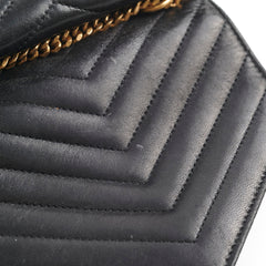 Saint Laurent Quilted Double Leather Crossbody Bag Black