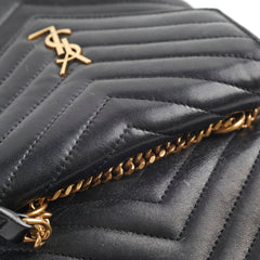 Saint Laurent Quilted Double Leather Crossbody Bag Black