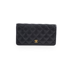 Chanel Caviar Long Fold Wallet Black