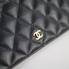 Chanel Caviar Long Fold Wallet Black