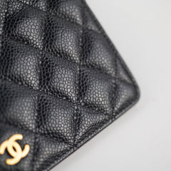 Chanel Caviar Long Fold Wallet Black