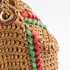 Gucci GG Marmont Limited Edition Raffia Chain Tote Natural Red/Green