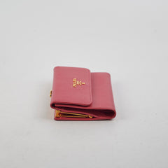 Prada Fuoco Saffiano Coin Purse Wallet Pink