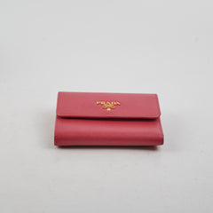 Prada Fuoco Saffiano Coin Purse Wallet Pink