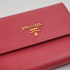 Prada Fuoco Saffiano Coin Purse Wallet Pink