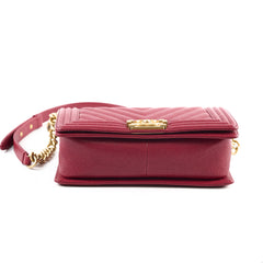 Chanel Old Medium Boy Red Chevron Caviar - Series 26