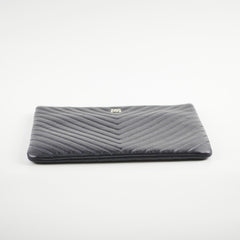 Chanel Classic Medium Chevron O-Pouch Navy