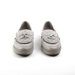 Chanel Quilted Grey Loafers Size 36.5