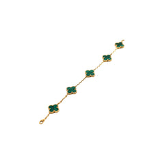 Van Cleef and Arpels 5 Motif Malachite Bracelet