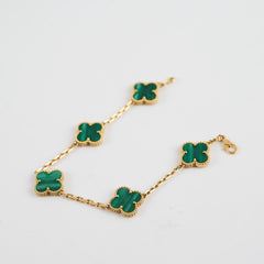 Van Cleef and Arpels 5 Motif Malachite Bracelet