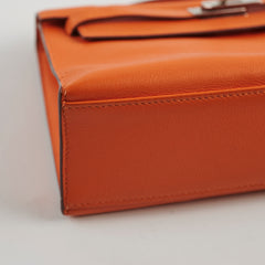 Hermes Kelly Pochette SHW Orange L Square Stamp