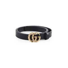 Gucci GG Pearl Black Thin Belt Size 80cm Width 2cm