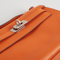 Hermes Kelly Pochette SHW Orange L Square Stamp