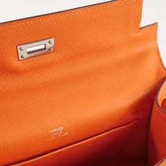 Hermes Kelly Pochette SHW Orange L Square Stamp