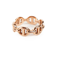 Hermes Chain D'ancre Echainee Ring 18k Rose Gold Size 48