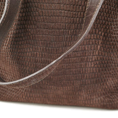 Saint Laurent Downtown Tote Bag Suede Embossed Leather Brown