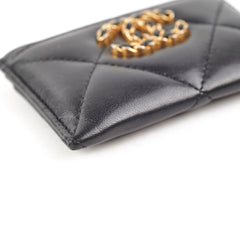 Chanel 19 Lambskin Cardholder Black