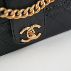 Chanel Front Chain Flap Bag Black