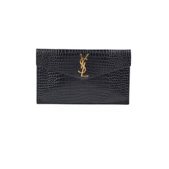 Saint Laurent Croc Embossed Clutch