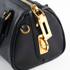 Prada Saffiano Top Handle Mini Crossbody Bag Black