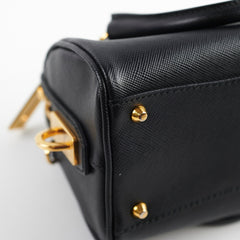 Prada Saffiano Top Handle Mini Crossbody Bag Black