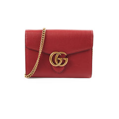 Gucci Marmont Leather Wallet on Chain WOC Red