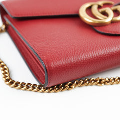 Gucci Marmont Leather Wallet on Chain WOC Red