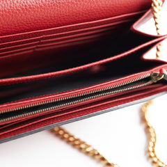 Gucci Marmont Leather Wallet on Chain WOC Red