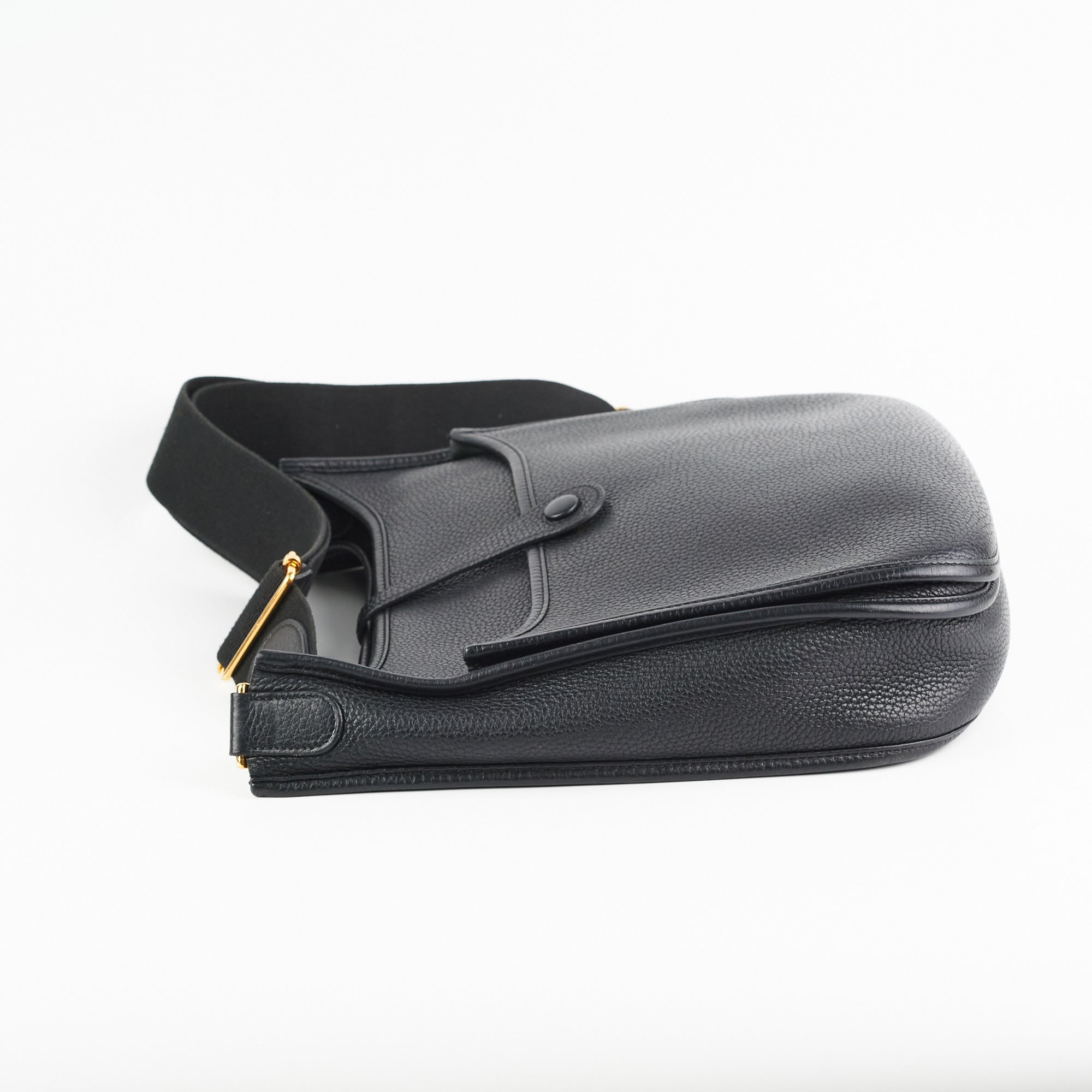 Hermes Evelyne 29 Black Clemence Leather With Strap at 1stDibs