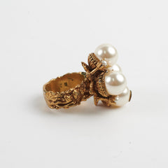 Gucci Gold Pearl Ring Size 56 Costume Jewellery