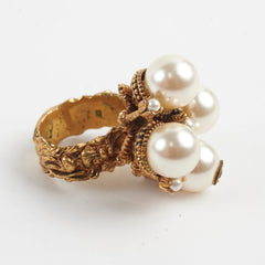 Gucci Gold Pearl Ring Size 56 Costume Jewellery