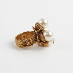 Gucci Gold Pearl Ring Size 56 Costume Jewellery