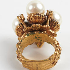 Gucci Gold Pearl Ring Size 56 Costume Jewellery