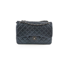 Chanel Classic Jumbo Flap Dark Blue Iridescent Caviar- Series 20