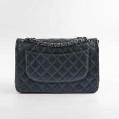 Chanel Classic Jumbo Flap Dark Blue Iridescent Caviar- Series 20