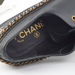 Chanel Leather Lace Up Loafers Size 40 Black